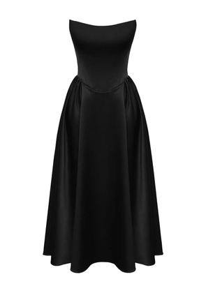 POST MERIDIEM Tuck corset midi dress - Black