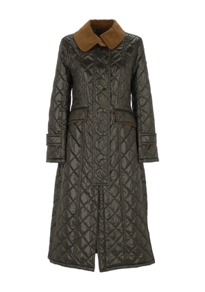 Peuterey corduroy-collar quilted coat - Green