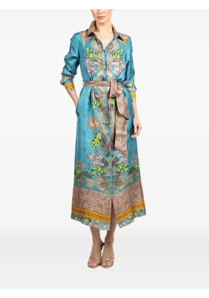 Pierre-Louis Mascia Aloe long-sleeve floral-print midi dress - Blue