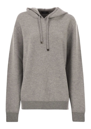 Peserico fine-knit drawstring hoodie - Grey
