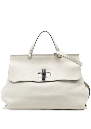Gucci Pre-Owned 2016-2025 Large Leather Bamboo Daily satchel - White