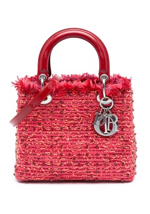 Christian Dior Pre-Owned 2012 Medium Tweed Fringe Rhinestone Lady Dior satchel - Red