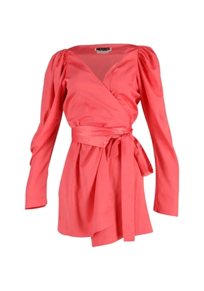 ROTATE BIRGER CHRISTENSEN puff-sleeve wrap mini dress - Pink