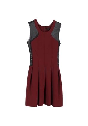 Maje mesh-insert pleated dress - Red