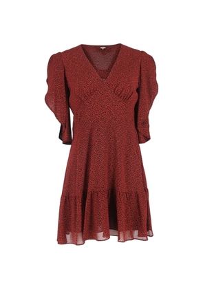 Michael Kors Vintage cascade-sleeve print dress - Red