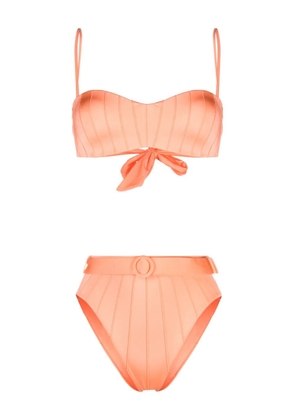 Noire Swimwear high-waist belted bikini set - Orange