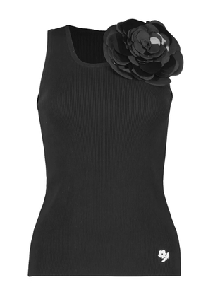 Bernadette Marcel rose-embellished ribbed tank - Black