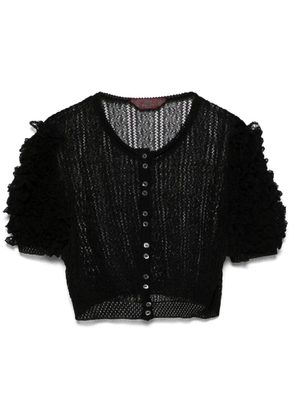 John Galliano Pre-Owned 1990s ruffle-sleeves crop top - Black
