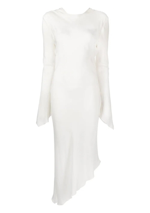 Materiel asymmetric backless sheer dress - White