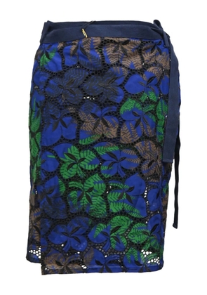 sacai leaf-print wrap skirt - Blue