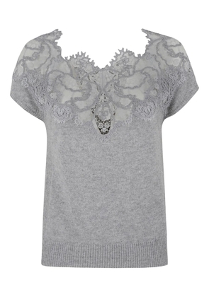 Ermanno Scervino lace knitted top - Grey