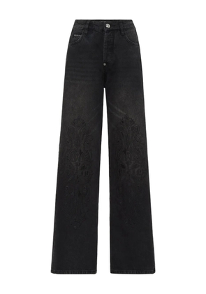 Philipp Plein paisley-embroidered jeans - Black