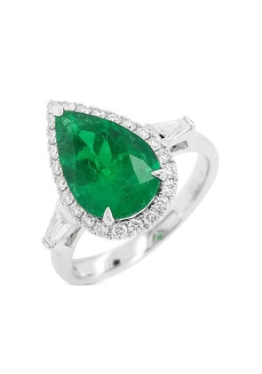 HYT Jewelry 18k white gold diamond and emerald ring