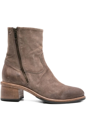 KING TARTUFOLI 55mm zip-detail block-heel boots - Brown