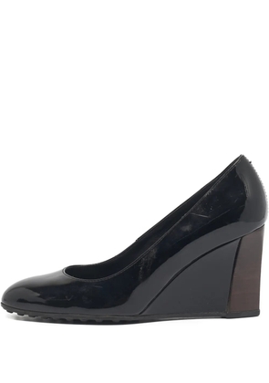 Tod's Vintage patent-leather wedge pumps - Black