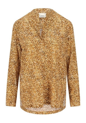 ISABEL MARANT mosaic-pattern V-neck shirt - Yellow