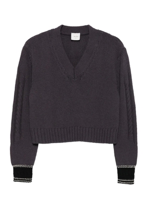 Alysi cable-knit v-neck sweater - Grey