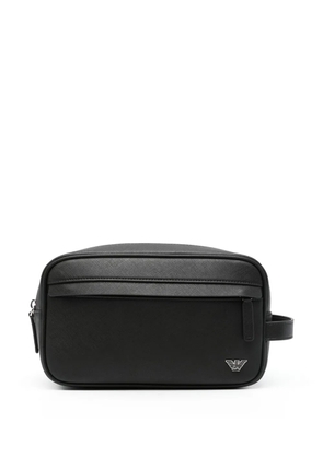 Emporio Armani logo-plaque wash bag - Black