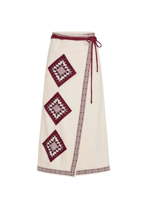 Marie Oliver embroidered wrap skirt - Neutrals
