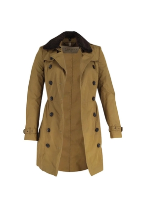 Burberry Pre-Owned shearling-collar belted trench coat - Brown