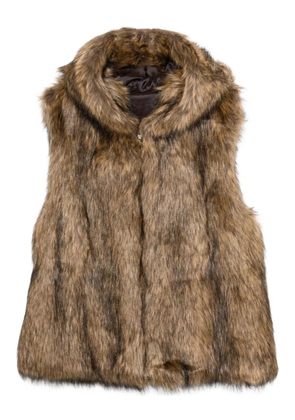 Juun.J faux-fur gilet - Brown