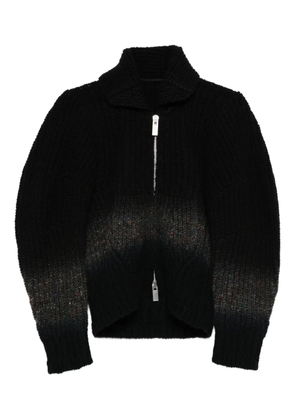 sacai zip-front speckled cardigan - Black