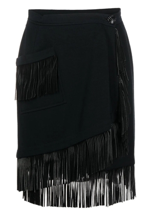 Saint Laurent Pre-Owned 1970s fringed wool skirt - Black