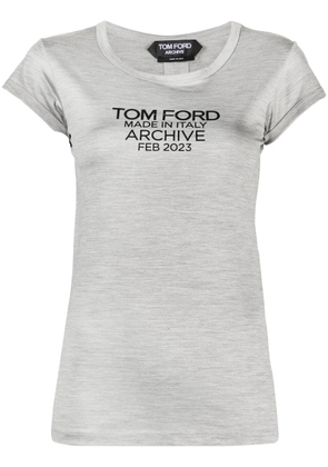 TOM FORD logo-print silk T-shirt - Grey