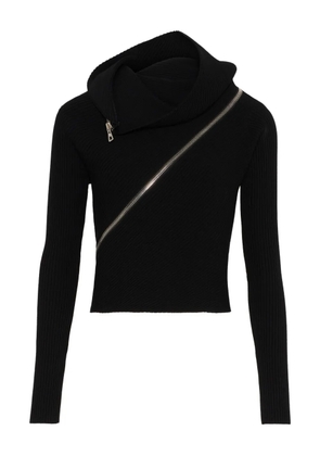 Jean Paul Gaultier ribbed zipped high-neck sweater - Black