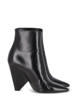 Saint Laurent Pre-Owned pyramid-heeled leather ankle boots - Black