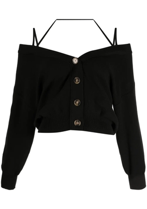J Koo cut-out detail knitted cardigan - Black