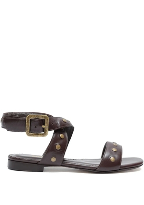 Sarah Chofakian Roast buckle studded sandals - Brown