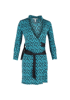 Diane Von Furstenberg Vintage Tessa geometric-pattern wrap mini dress - Blue