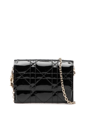 Christian Dior Pre-Owned 2020 Nano Patent Cannage Lady Dior Chain Convertible Belt Pouch crossbody bag - Black