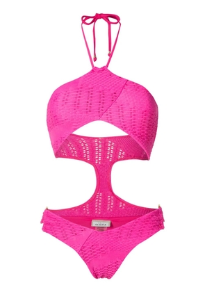 Amir Slama woven halterneck one-piece - Pink