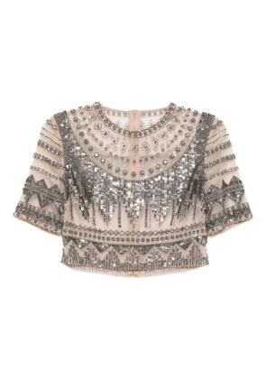 Elie Saab Tulle-art crop top - Neutrals