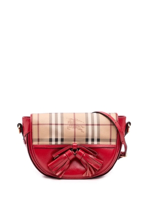 Burberry Pre-Owned 2000-2017 Patent Leather and Haymarket Check Coated Canvas Maydown crossbody bag - Red