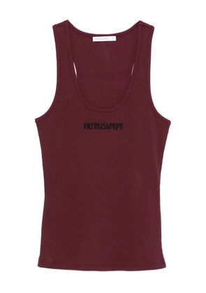 Patrizia Pepe logo-embroidered ribbed tank top - Purple