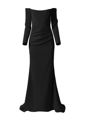 MOOS STUDIO Black Poem off-shoulder fishtail maxi dress