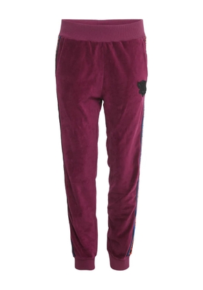 Just Cavalli Vintage velvet leopard-print track pants - Purple