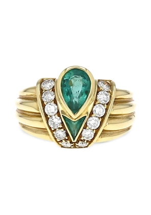 Fred 1980s pre-owned 18kt yellow gold emerald and diamond ring