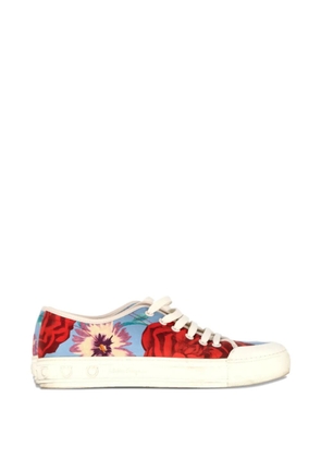 Ferragamo Pre-Owned floral lace-up sneakers - Blue