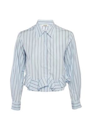 SANDRO ruffled striped shirt - Blue