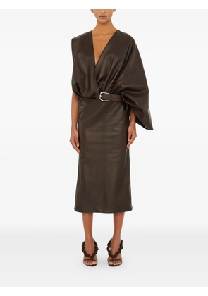 Christopher Esber swaddled belted leather midi dress - Brown