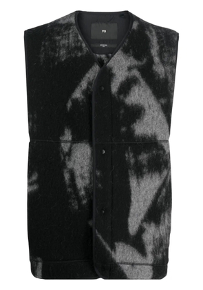 Y-3 graphic-print wool-blend gilet - Black
