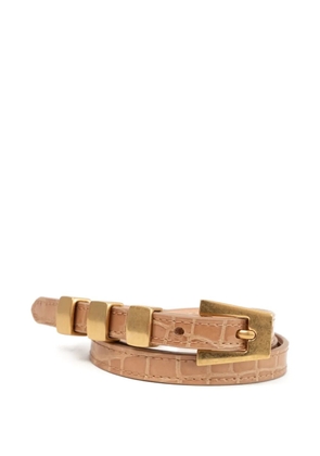BY FAR Vic geometric-buckle leather belt - Brown