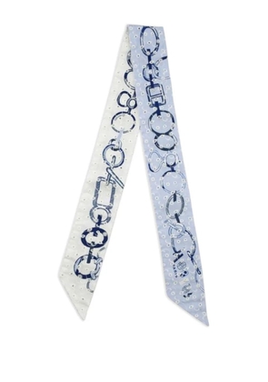 Hermès Pre-Owned 2000-2025 Do Re Boucles Broderie Anglaise Embroidered Silk Twilly Scarf scarves - Blue