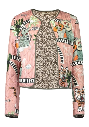Odeeh open quilted print jacket - Pink