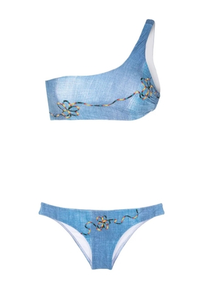 Amir Slama embroidered two-piece bikini set - Blue