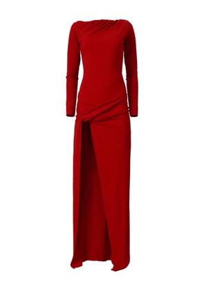 MOOS STUDIO Siren ruched one-shoulder gown - Red
